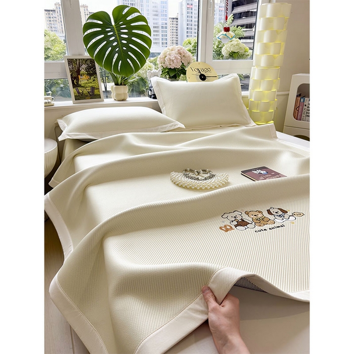 91家纺网 家纺一手货源 找家纺 宜派家纺 2026新款可机洗冰豆豆冰丝席凉席a类母婴级婴儿可用凉感值过0.21夏天床笠款软席子夏季 小友聚会-床席