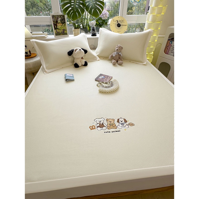 91家纺网 家纺一手货源 找家纺 宜派家纺 2026新款可机洗冰豆豆冰丝席凉席a类母婴级婴儿可用凉感值过0.21夏天床笠款软席子夏季 小友聚会-床席