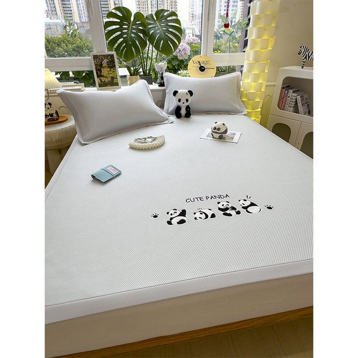 91家纺网 家纺一手货源 找家纺 宜派家纺 2026新款可机洗冰豆豆冰丝席凉席a类母婴级婴儿可用凉感值过0.21夏天床笠款软席子夏季 熊猫团子-床席