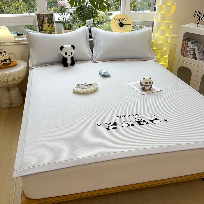 91家纺网 家纺一手货源 找家纺 宜派家纺 2026新款可机洗冰豆豆冰丝席凉席a类母婴级婴儿可用凉感值过0.21夏天床笠款软席子夏季 熊猫团子-床席