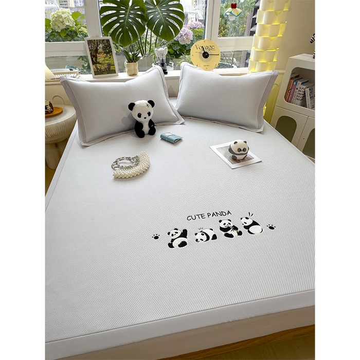 91家纺网 家纺一手货源 找家纺 宜派家纺 2026新款可机洗冰豆豆冰丝席凉席a类母婴级婴儿可用凉感值过0.21夏天床笠款软席子夏季 熊猫团子-床席