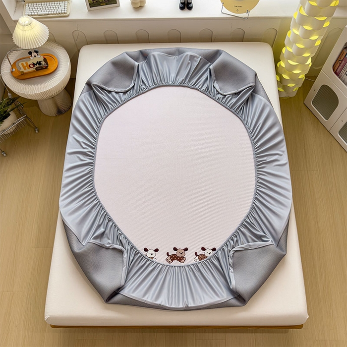 91家纺网 家纺一手货源 找家纺 宜派家纺 2026新款可机洗冰豆豆冰丝席凉席a类母婴级婴儿可用凉感值过0.21夏天床笠款软席子夏季 趴趴狗-床笠