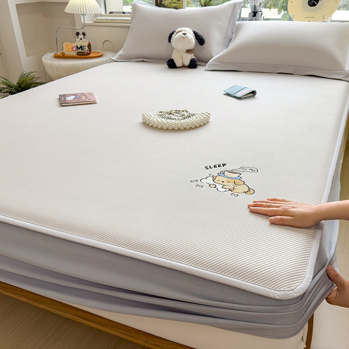 宜派家纺 2026新款可机洗冰豆豆冰丝席凉席a类母婴级婴儿可用凉感值过0.21夏天床笠款软席子夏季 贪吃小狗-床笠