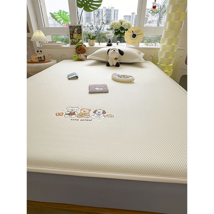 91家纺网 家纺一手货源 找家纺 宜派家纺 2026新款可机洗冰豆豆冰丝席凉席a类母婴级婴儿可用凉感值过0.21夏天床笠款软席子夏季 小友聚会-床笠