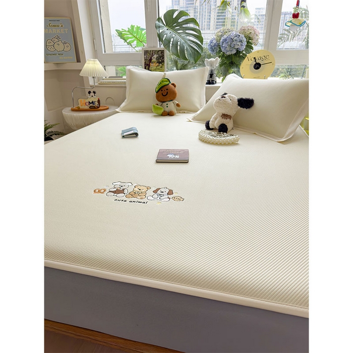 91家纺网 家纺一手货源 找家纺 宜派家纺 2026新款可机洗冰豆豆冰丝席凉席a类母婴级婴儿可用凉感值过0.21夏天床笠款软席子夏季 小友聚会-床笠