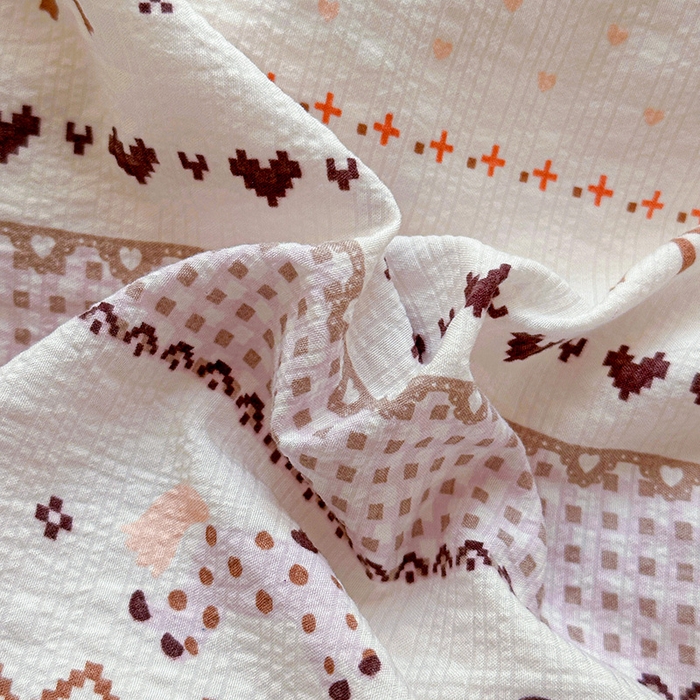 91家纺网 家纺一手货源 找家纺 梵希雅 2026新款费尔岛风贝壳边泡芙棉四件套床单被套宿舍三件套单品 焦糖木马