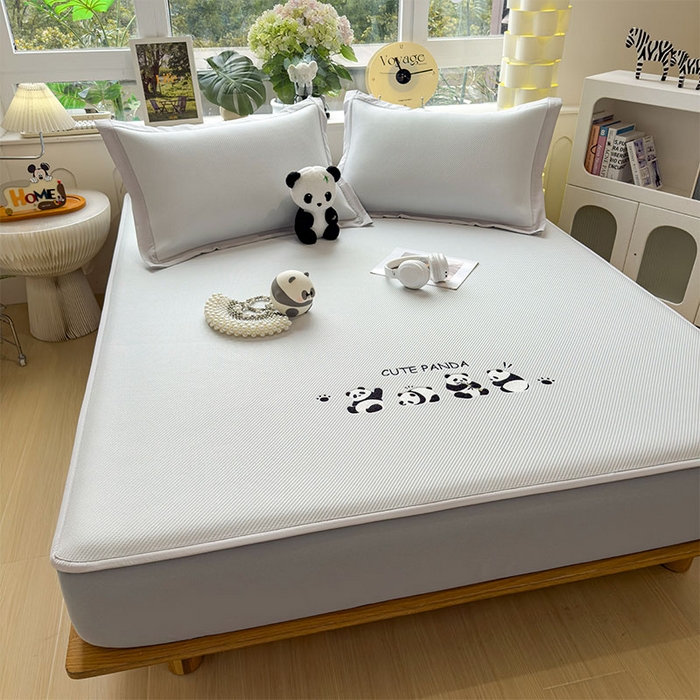 91家纺网 家纺一手货源 找家纺 宜派家纺 2026新款可机洗冰豆豆冰丝席凉席a类母婴级婴儿可用凉感值过0.21夏天床笠款软席子夏季 熊猫团子-床笠