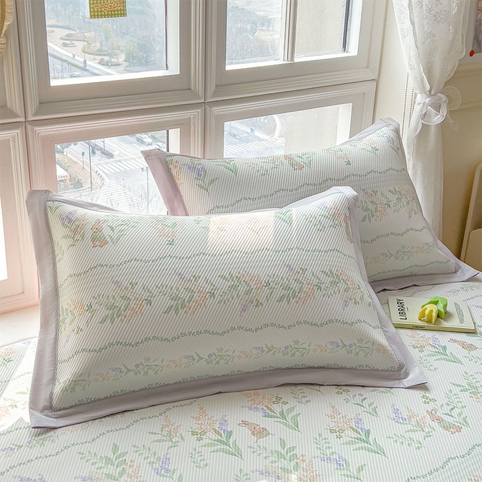 91家纺网 家纺一手货源 找家纺 宜派家纺 2026新款夏季花卉冰丝凉席床笠凉感值过0.21单件夏天冰豆豆A类可机洗学生宿舍空调软席 洛克庄园-床席