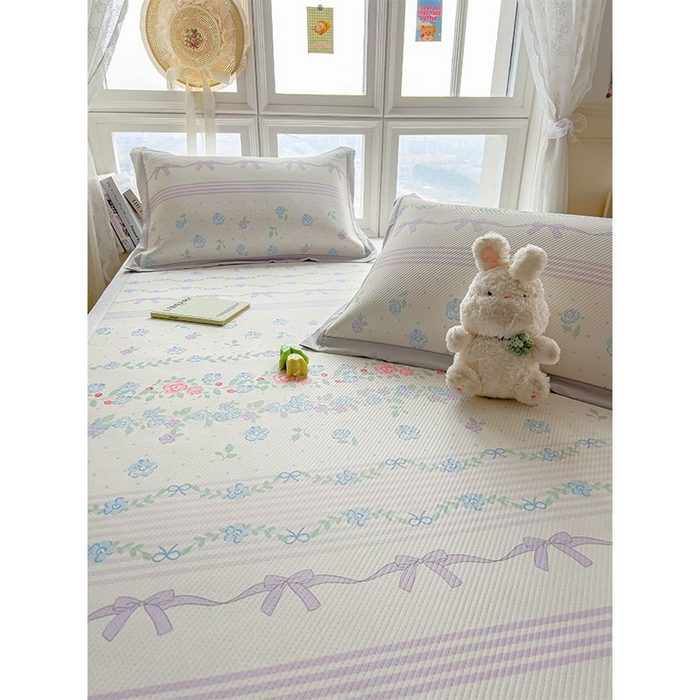 91家纺网 家纺一手货源 找家纺 宜派家纺 2026新款夏季花卉冰丝凉席床笠凉感值过0.21单件夏天冰豆豆A类可机洗学生宿舍空调软席 田园之家-床席