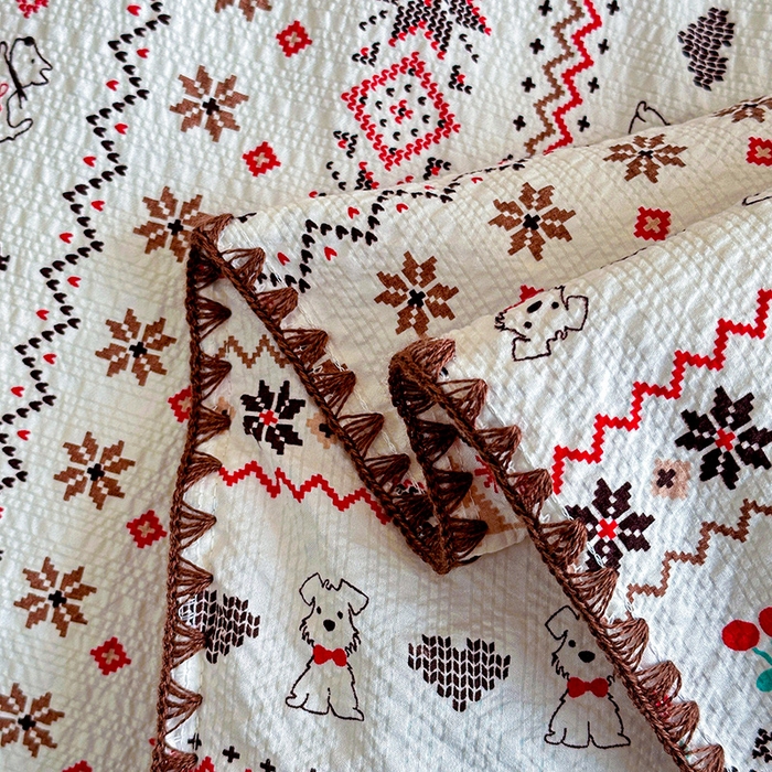 91家纺网 家纺一手货源 找家纺 （总）梵希雅 2026新款A类贝壳秀费尔岛风泡芙棉夏被空调被四件套