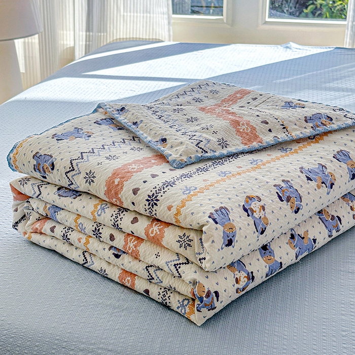 91家纺网 家纺一手货源 找家纺 （总）梵希雅 2026新款A类贝壳秀费尔岛风泡芙棉夏被空调被四件套