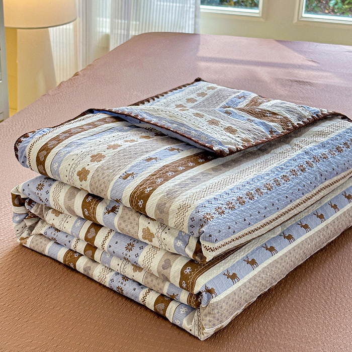 91家纺网 家纺一手货源 找家纺 （总）梵希雅 2026新款A类贝壳秀费尔岛风泡芙棉夏被空调被四件套