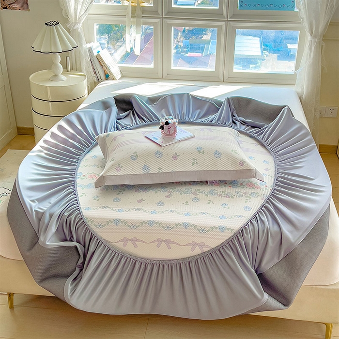 91家纺网 家纺一手货源 找家纺 宜派家纺 2026新款夏季花卉冰丝凉席床笠凉感值过0.21单件夏天冰豆豆A类可机洗学生宿舍空调软席 田园之家-床笠