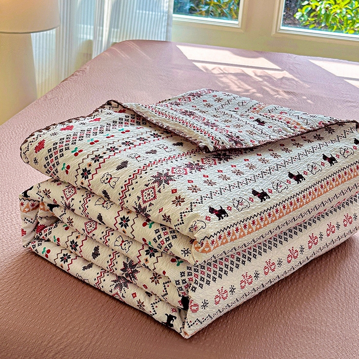 91家纺网 家纺一手货源 找家纺 （总）梵希雅 2026新款A类贝壳秀费尔岛风泡芙棉夏被空调被四件套