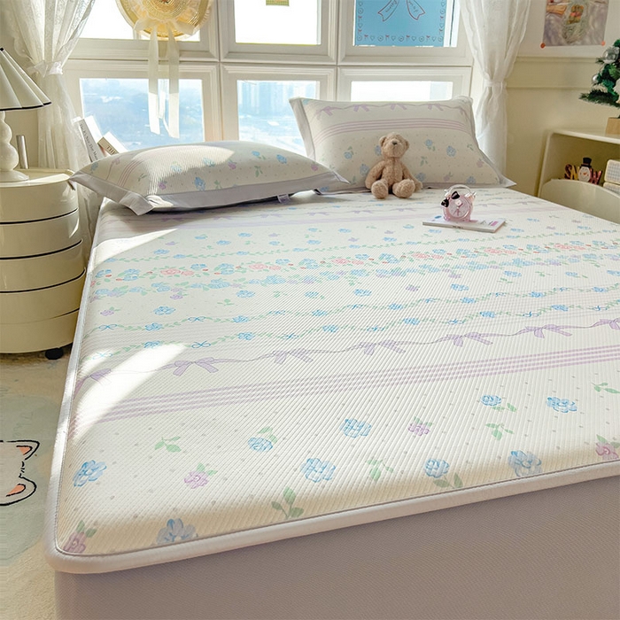 91家纺网 家纺一手货源 找家纺 宜派家纺 2026新款夏季花卉冰丝凉席床笠凉感值过0.21单件夏天冰豆豆A类可机洗学生宿舍空调软席 田园之家-床笠