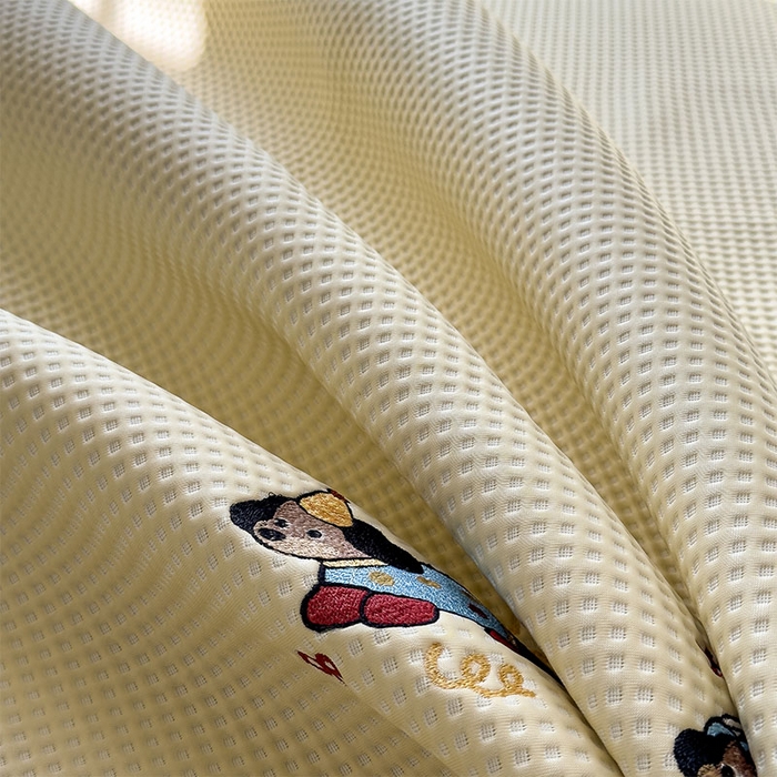 91家纺网 家纺一手货源 找家纺 （总）宜派家纺 2026新款乙纶冰豆豆凉席卡通刺绣印花小红书爆款凉豆豆绣花床席凉感值过0.21冰丝席