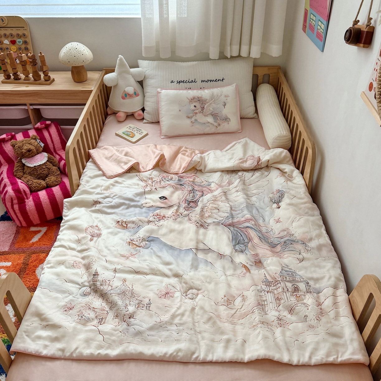 91家纺网 家纺一手货源 找家纺 （总）萌宝家纺 2026新款60S兰精天丝儿童夏被幼儿园大豆夏凉被三件套