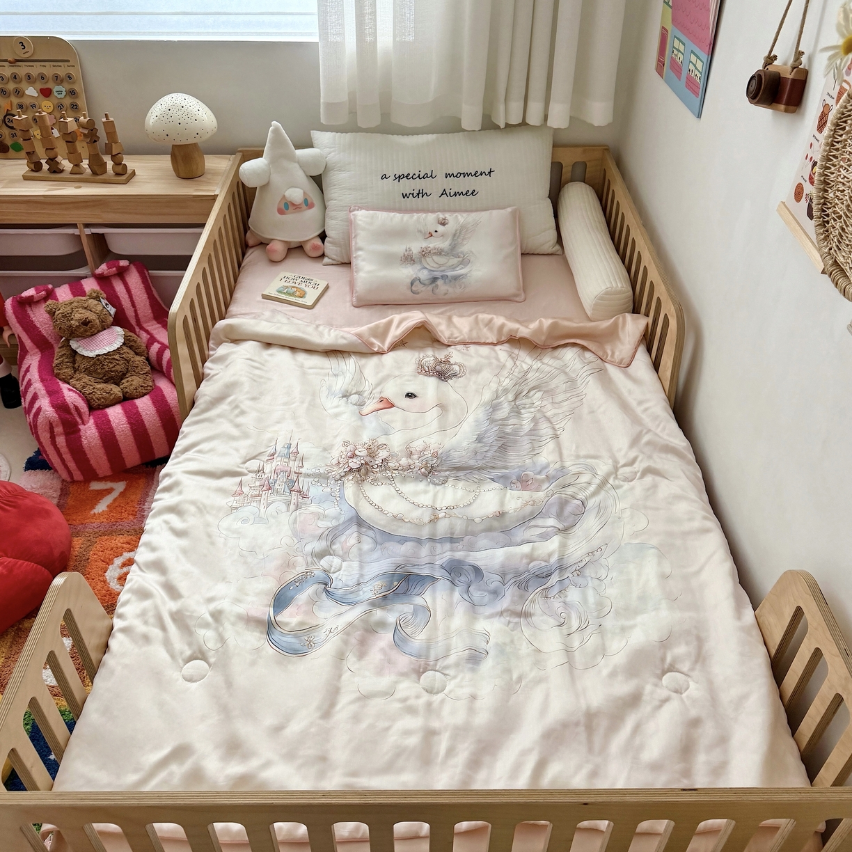 91家纺网 家纺一手货源 找家纺 （总）萌宝家纺 2026新款60S兰精天丝儿童夏被幼儿园大豆夏凉被三件套