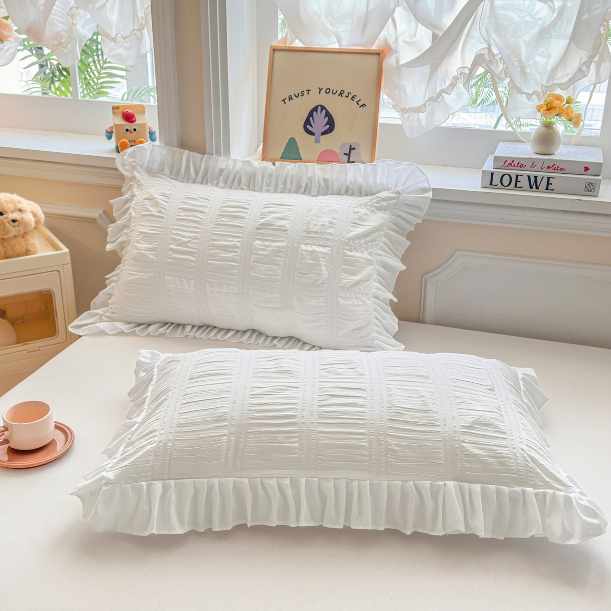 91家纺网 家纺一手货源 找家纺 （总）衿成家纺 2026新款公主风小清新泡泡纱花边枕套