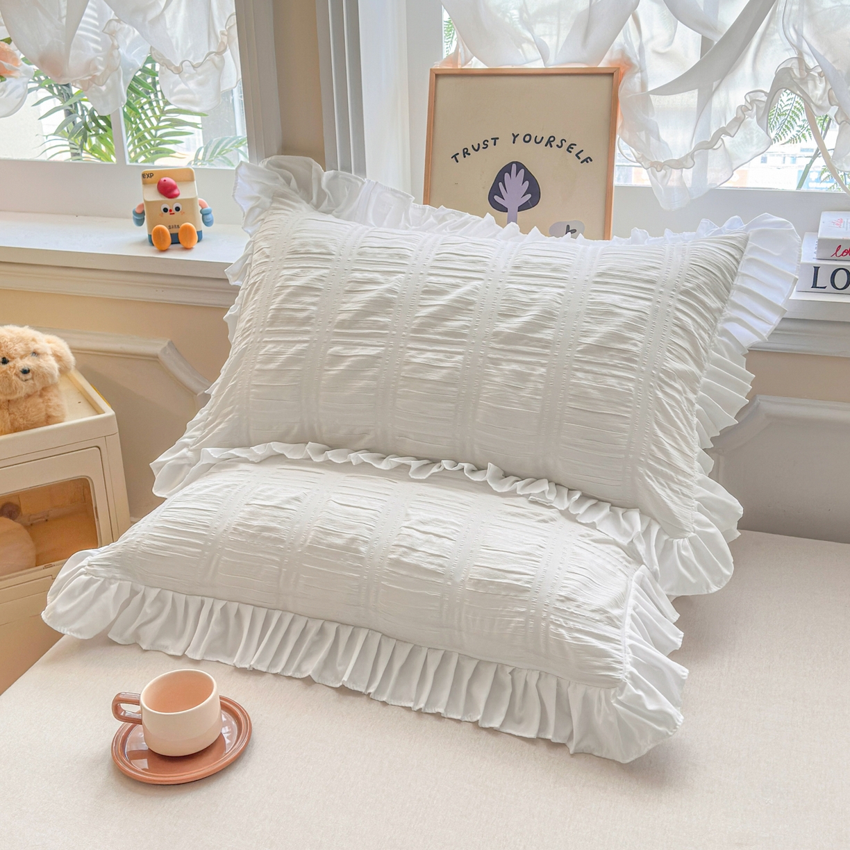 91家纺网 家纺一手货源 找家纺 （总）衿成家纺 2026新款公主风小清新泡泡纱花边枕套