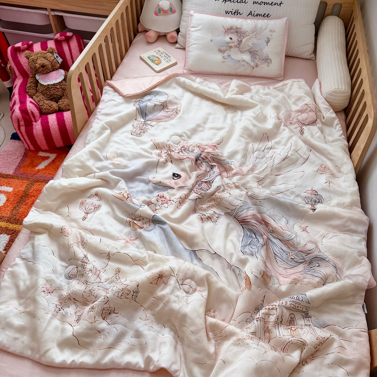 91家纺网 家纺一手货源 找家纺 （总）萌宝家纺 2026新款60S兰精天丝儿童夏被幼儿园大豆夏凉被三件套