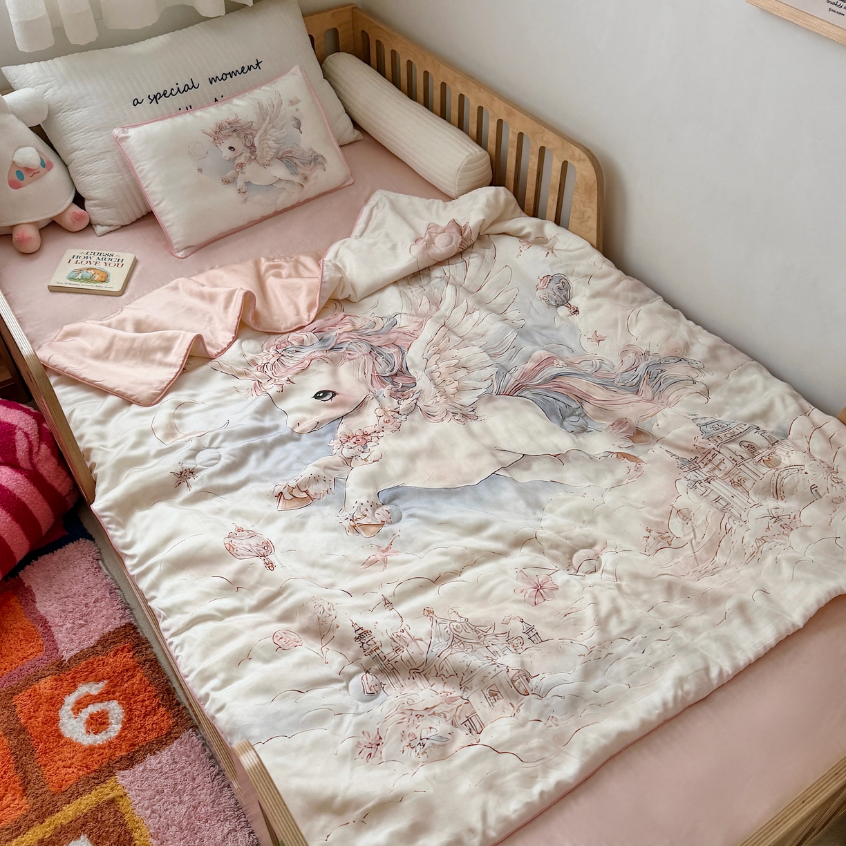 91家纺网 家纺一手货源 找家纺 （总）萌宝家纺 2026新款60S兰精天丝儿童夏被幼儿园大豆夏凉被三件套