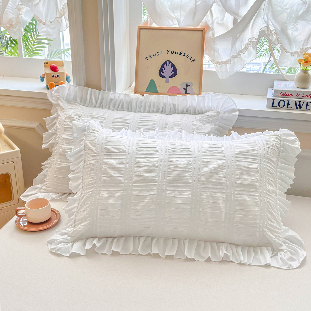 91家纺网 家纺一手货源 找家纺 （总）衿成家纺 2026新款公主风小清新泡泡纱花边枕套