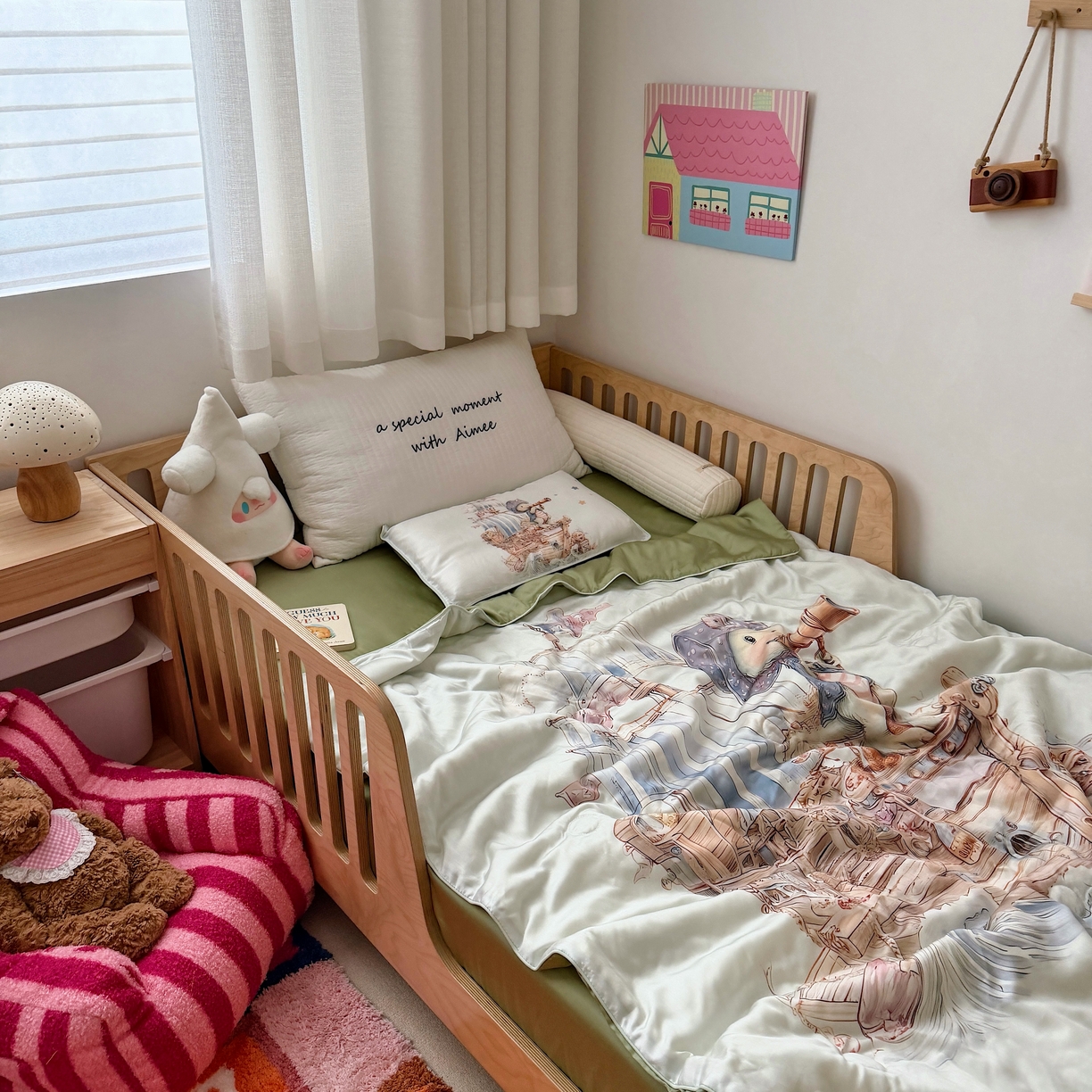 91家纺网 家纺一手货源 找家纺 萌宝家纺 2026新款60S兰精天丝儿童夏被幼儿园大豆夏凉被三件套 海盗恐龙