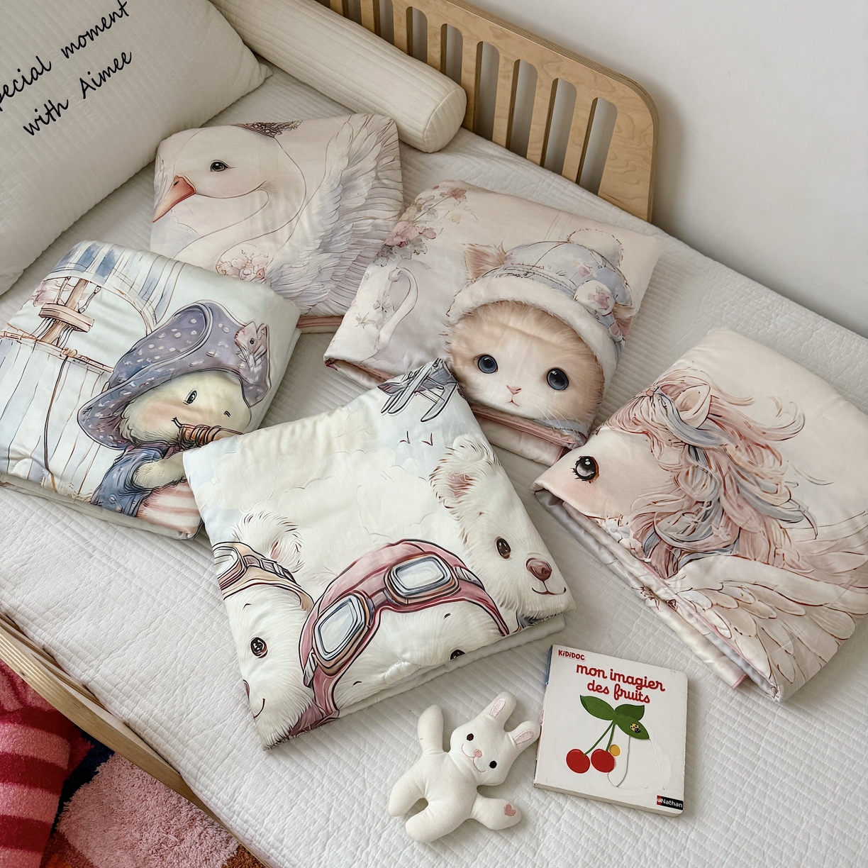 91家纺网 家纺一手货源 找家纺 萌宝家纺 2026新款60S兰精天丝儿童夏被幼儿园大豆夏凉被三件套 淑女猫咪