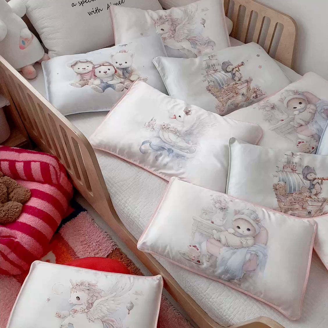 91家纺网 家纺一手货源 找家纺 （总）萌宝家纺 2026新款60S兰精天丝儿童枕套幼儿园枕头