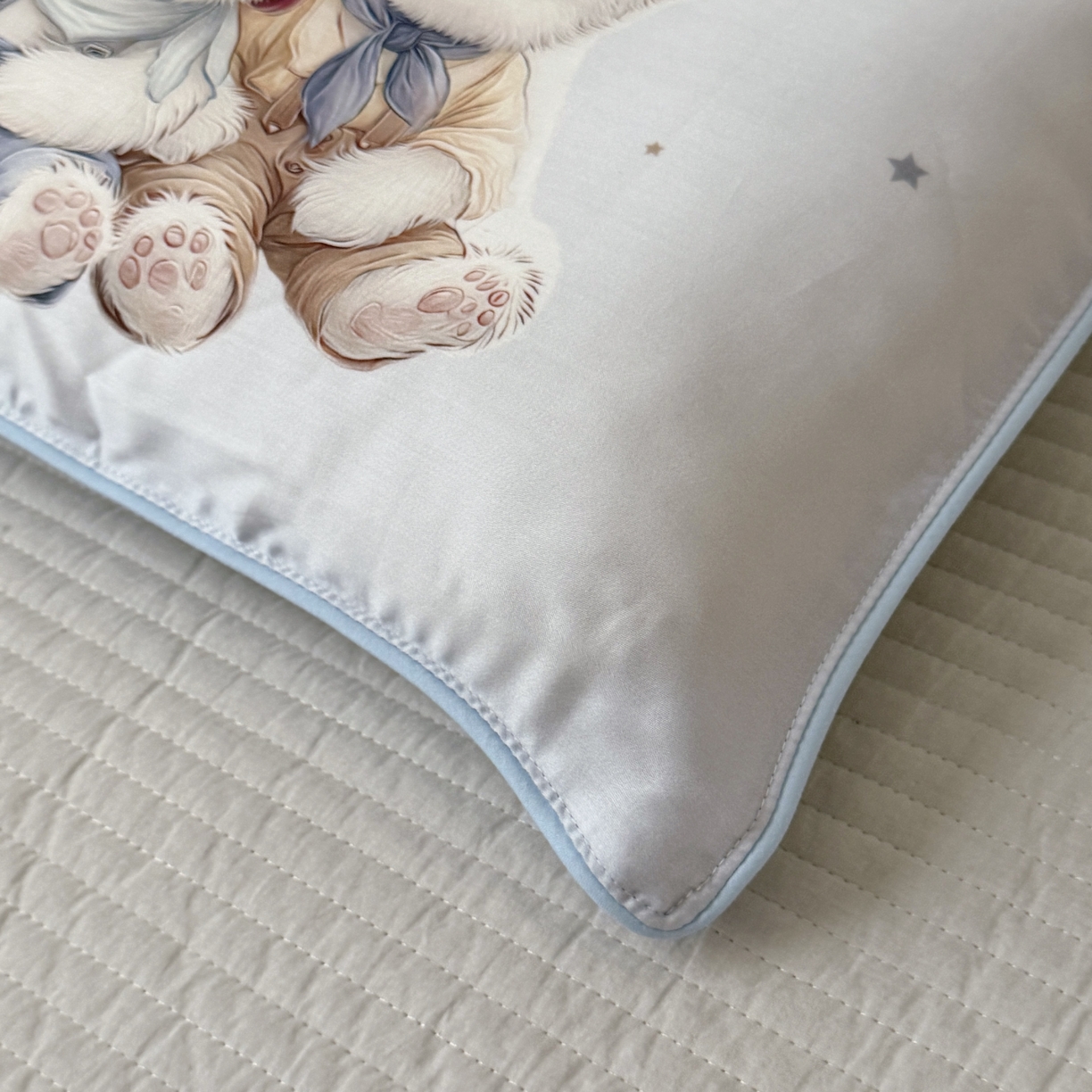 91家纺网 家纺一手货源 找家纺 萌宝家纺 2026新款60S兰精天丝儿童枕套幼儿园枕头 飞机小熊