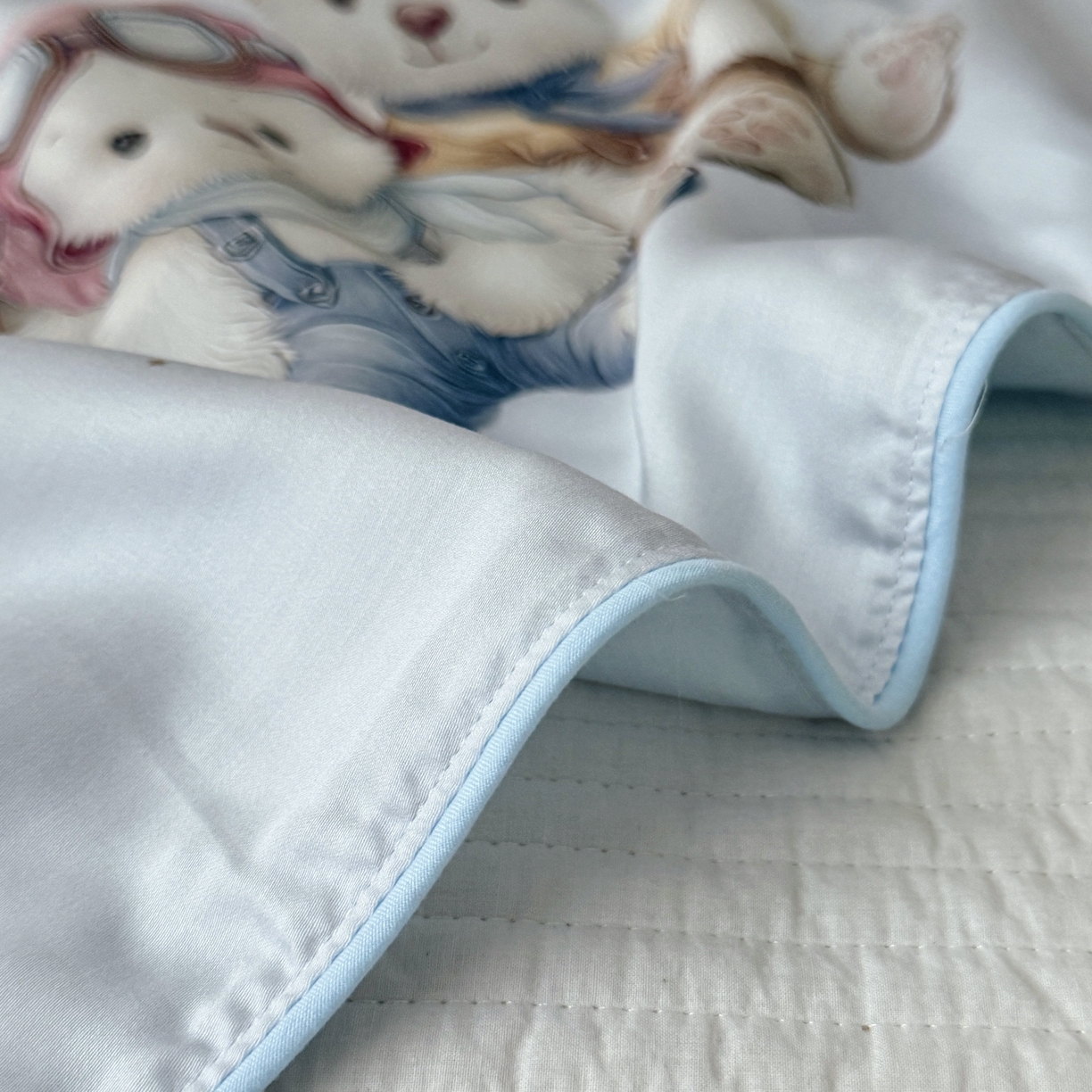 91家纺网 家纺一手货源 找家纺 萌宝家纺 2026新款60S兰精天丝儿童枕套幼儿园枕头 飞机小熊