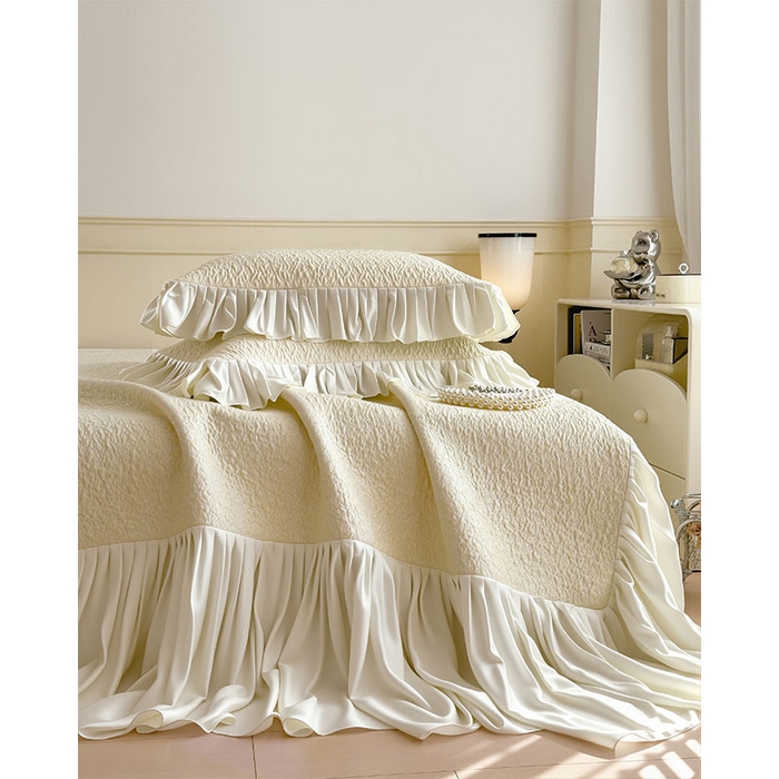 91家纺网 家纺一手货源 找家纺 （总）宜派家纺 2026新款夏季凉感公主风冰豆豆花边凉席床裙款凉感值过0.21三件套可机洗冰丝空调软席子