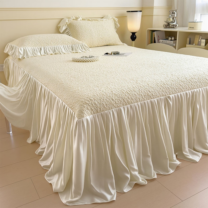 91家纺网 家纺一手货源 找家纺 （总）宜派家纺 2026新款夏季凉感公主风冰豆豆花边凉席床裙款凉感值过0.21三件套可机洗冰丝空调软席子