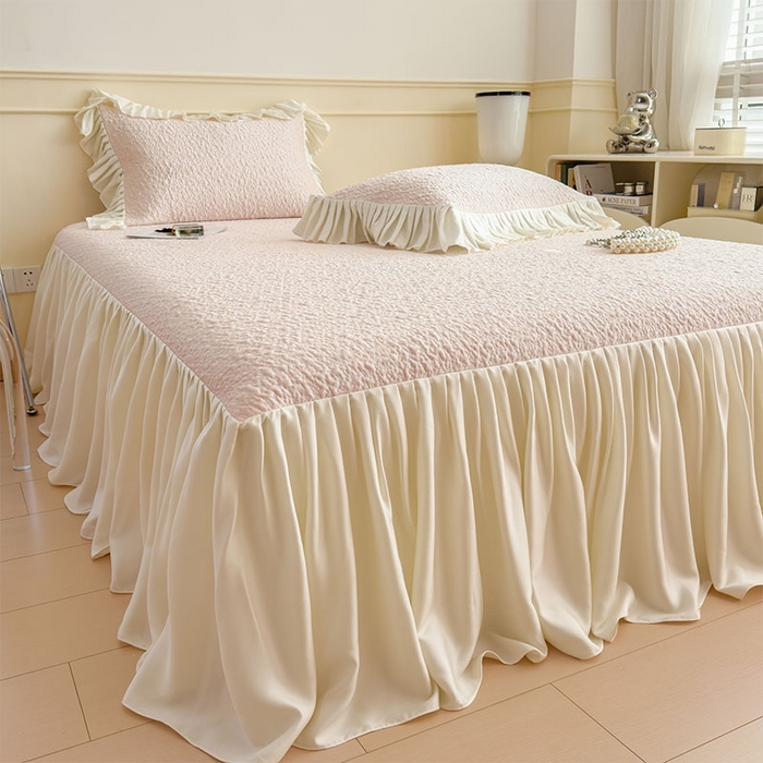 91家纺网 家纺一手货源 找家纺 （总）宜派家纺 2026新款夏季凉感公主风冰豆豆花边凉席床裙款凉感值过0.21三件套可机洗冰丝空调软席子