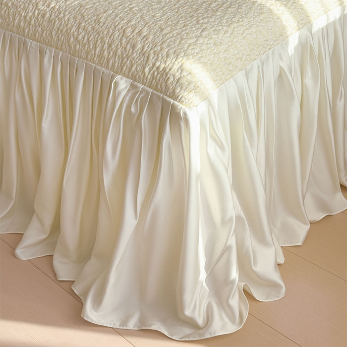 91家纺网 家纺一手货源 找家纺 宜派家纺 2026新款夏季凉感公主风冰豆豆花边凉席床裙款凉感值过0.21三件套可机洗冰丝空调软席子 豆豆物语-奶白-床裙