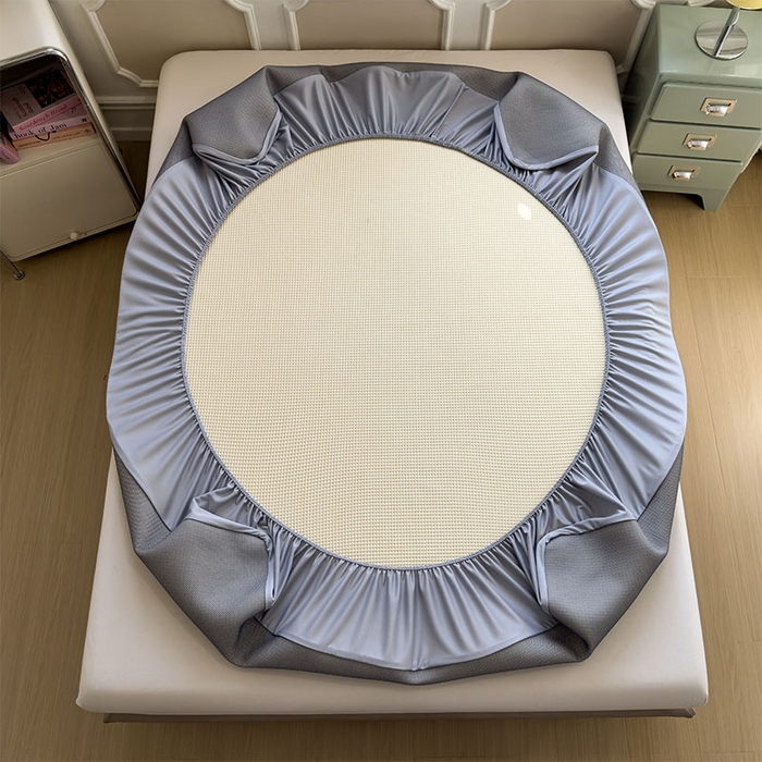 91家纺网 家纺一手货源 找家纺 宜派家纺 2026新款乙纶冰豆豆凉席卡通刺绣印花小红书爆款凉豆豆绣花床席凉感值过0.21冰丝席 趣味腊肠狗-床笠