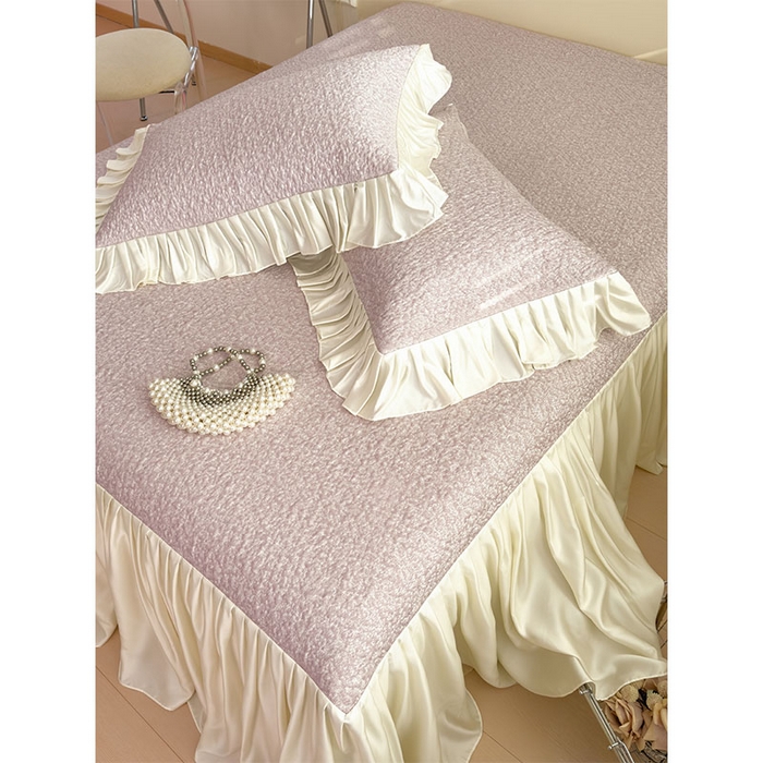 91家纺网 家纺一手货源 找家纺 宜派家纺 2026新款夏季凉感公主风冰豆豆花边凉席床裙款凉感值过0.21三件套可机洗冰丝空调软席子 豆豆物语-流连紫-床裙