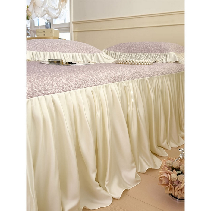 91家纺网 家纺一手货源 找家纺 宜派家纺 2026新款夏季凉感公主风冰豆豆花边凉席床裙款凉感值过0.21三件套可机洗冰丝空调软席子 豆豆物语-流连紫-床裙