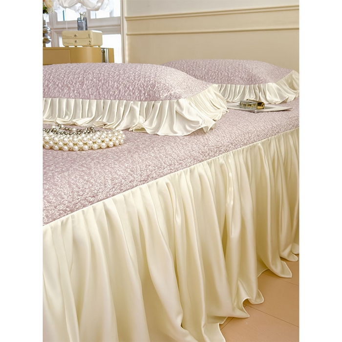 91家纺网 家纺一手货源 找家纺 宜派家纺 2026新款夏季凉感公主风冰豆豆花边凉席床裙款凉感值过0.21三件套可机洗冰丝空调软席子 豆豆物语-流连紫-床裙