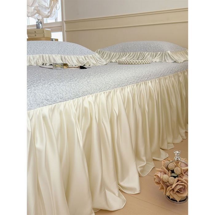 91家纺网 家纺一手货源 找家纺 宜派家纺 2026新款夏季凉感公主风冰豆豆花边凉席床裙款凉感值过0.21三件套可机洗冰丝空调软席子 豆豆物语-微微蓝-床裙