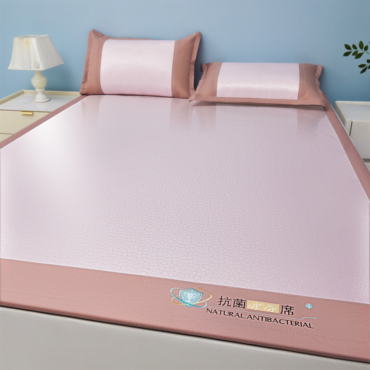 91家纺网 家纺一手货源 找家纺 （总）航途席业 2026新款抗菌提花冰丝席-心相依