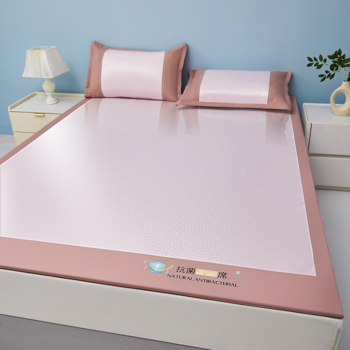 91家纺网 家纺一手货源 找家纺 （总）航途席业 2026新款抗菌提花冰丝席-心相依