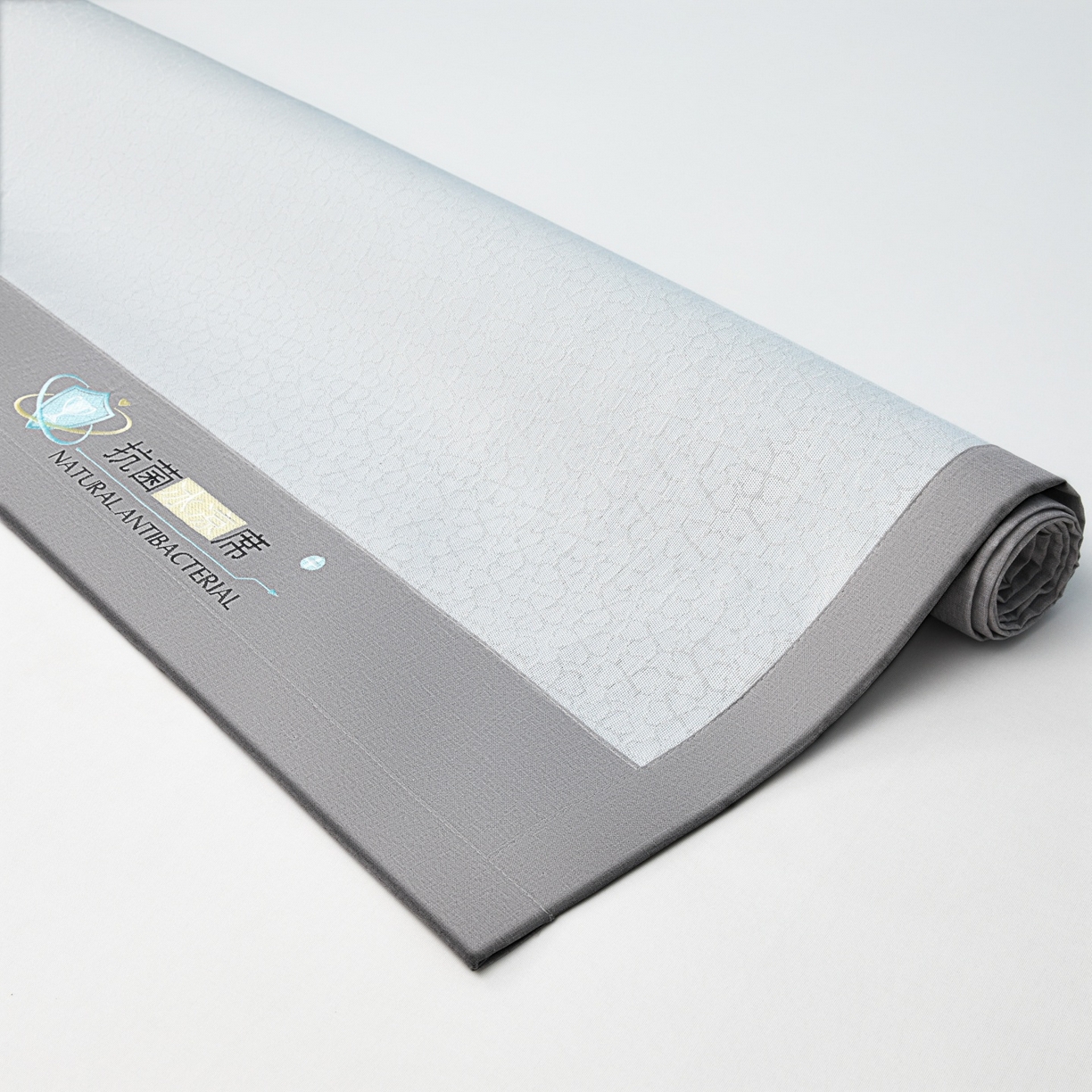 91家纺网 家纺一手货源 找家纺 航途席业 2026新款抗菌提花冰丝席-心相依 心相依-灰床席款