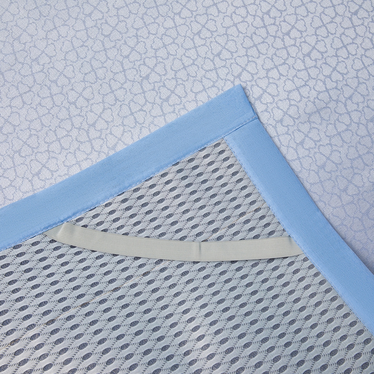 91家纺网 家纺一手货源 找家纺 航途席业 2026新款抗菌提花冰丝席-心相依 心相依-蓝床席款