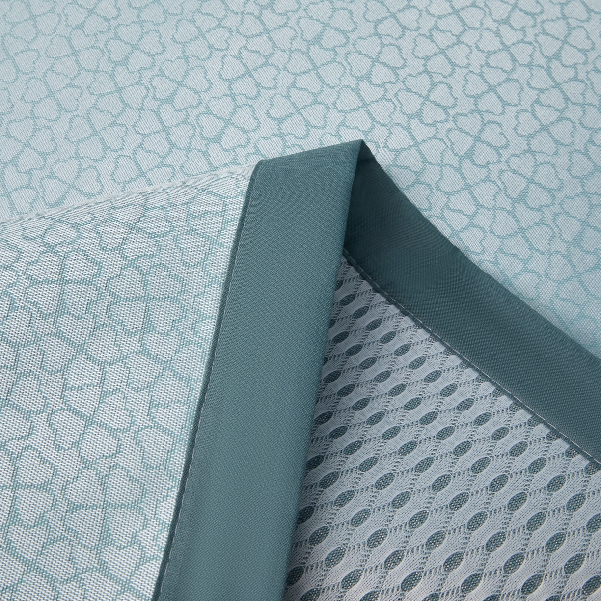 91家纺网 家纺一手货源 找家纺 航途席业 2026新款抗菌提花冰丝席-心相依 心相依-绿床席款