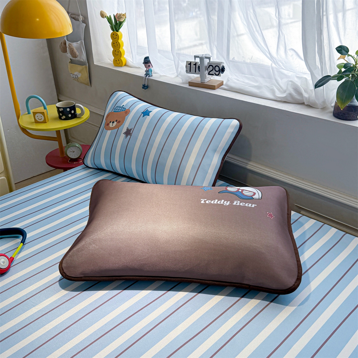 91家纺网 家纺一手货源 找家纺 雯豆家纺 【10A抗菌包检测】2026新款小冰皮卡通大版冰丝软席子凉席三件套凉感平铺款 小冰皮凉席-泰迪熊