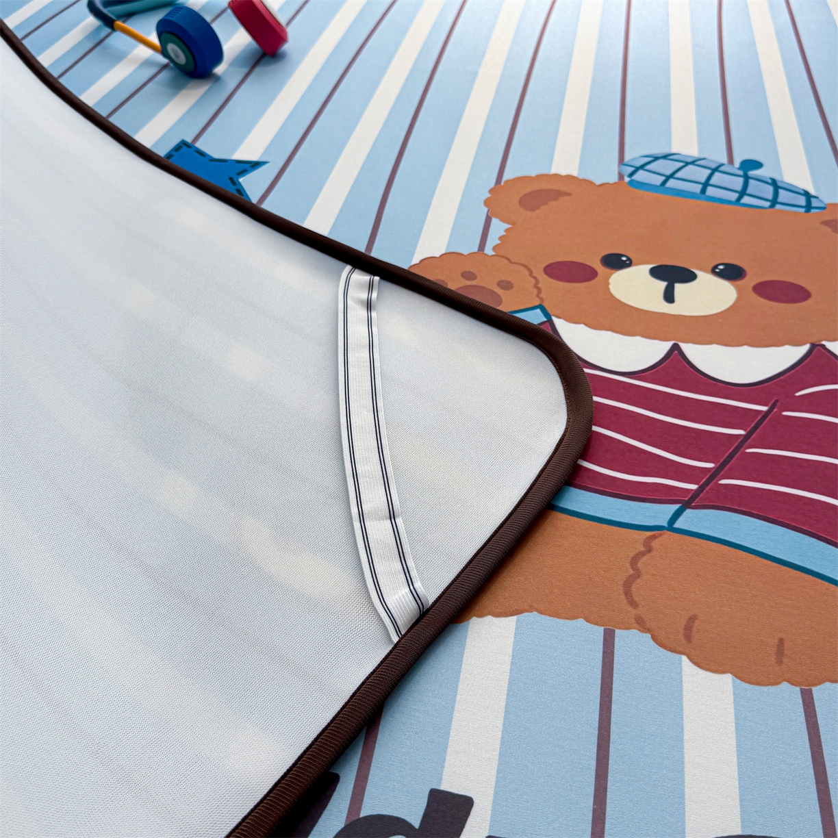 91家纺网 家纺一手货源 找家纺 雯豆家纺 【10A抗菌包检测】2026新款小冰皮卡通大版冰丝软席子凉席三件套凉感平铺款 小冰皮凉席-泰迪熊