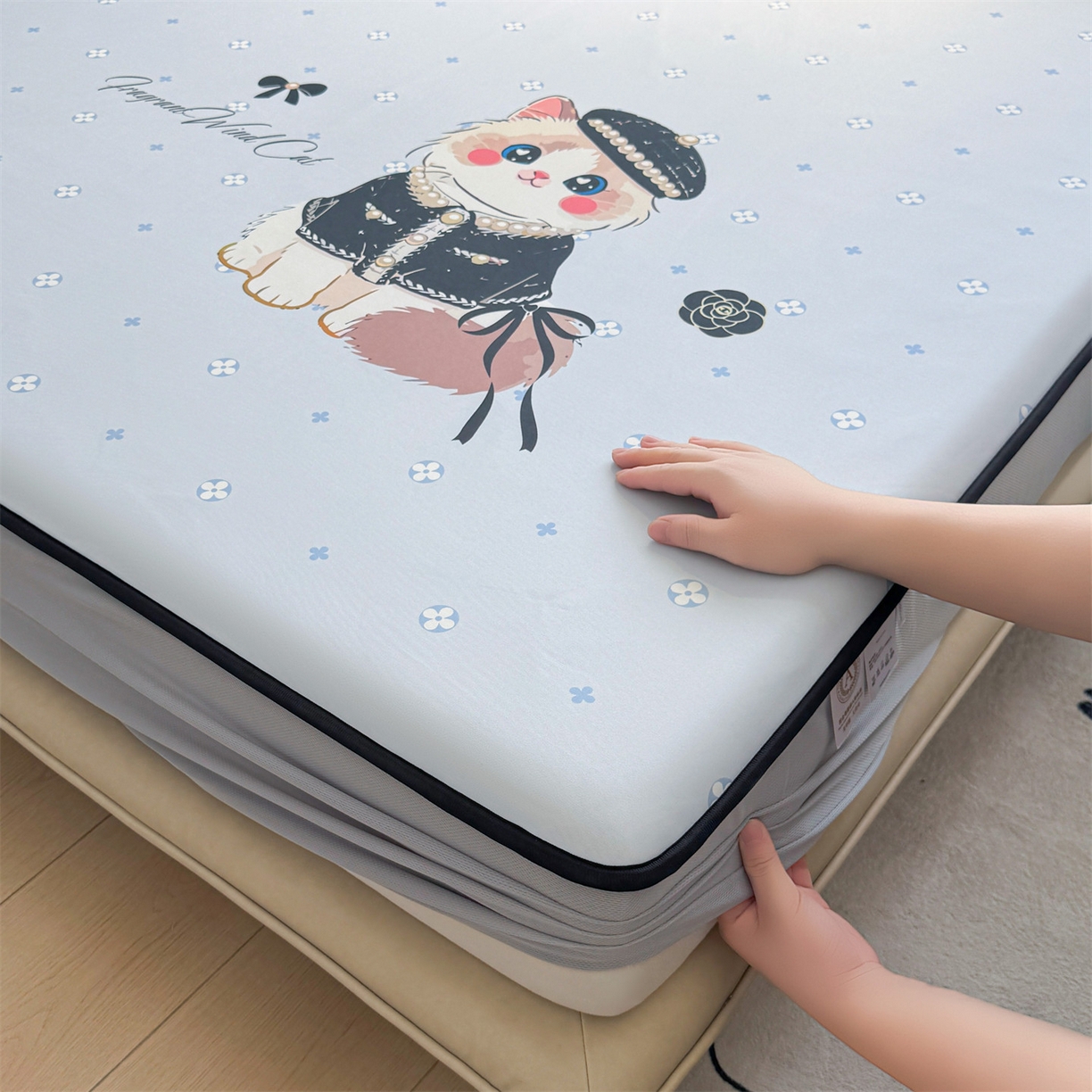 91家纺网 家纺一手货源 找家纺 雯豆家纺 【10A抗菌包检测】2026新款小冰皮床笠大版卡通床笠夏季凉感床笠软席子 小冰皮床笠-小香风