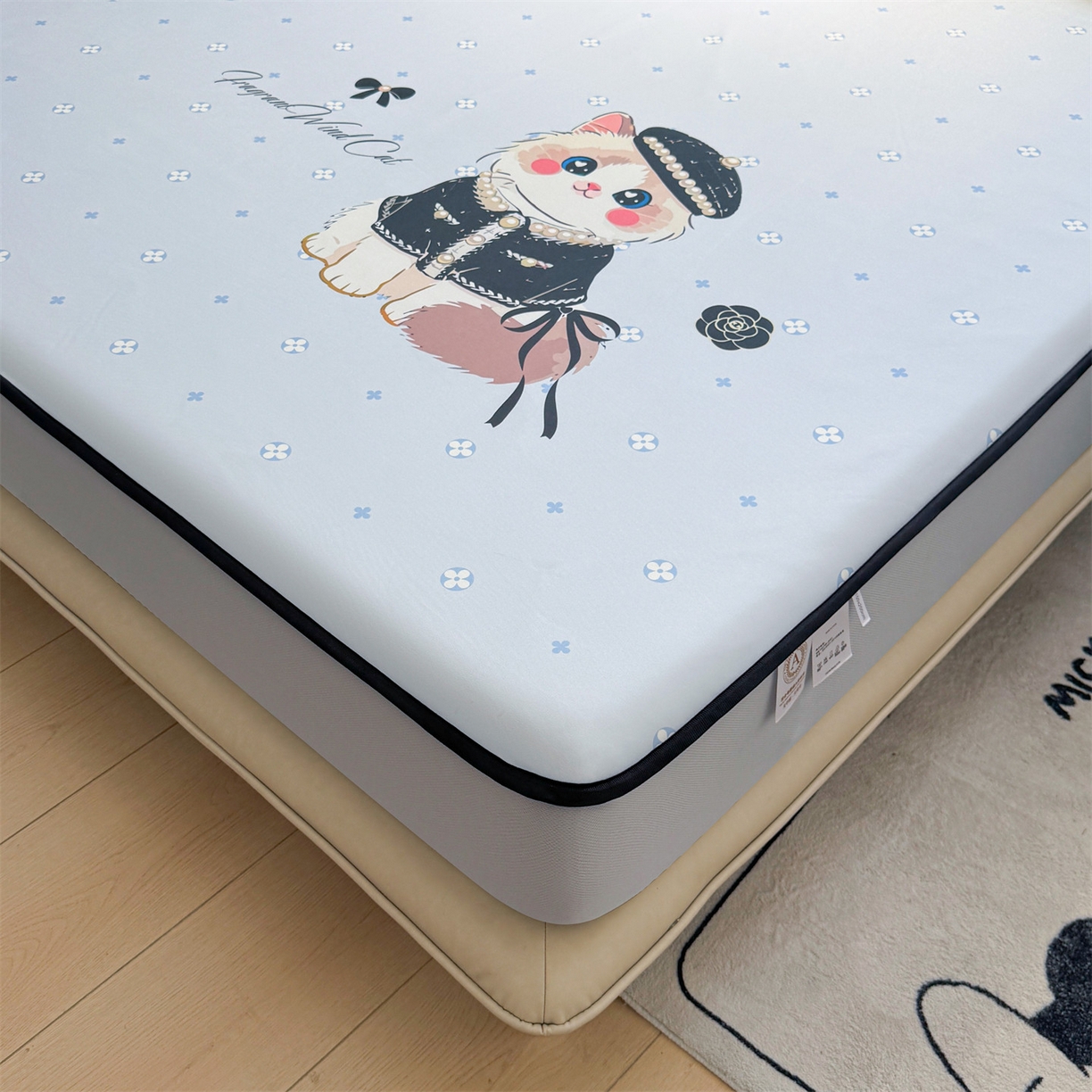 91家纺网 家纺一手货源 找家纺 雯豆家纺 【10A抗菌包检测】2026新款小冰皮床笠大版卡通床笠夏季凉感床笠软席子 小冰皮床笠-小香风